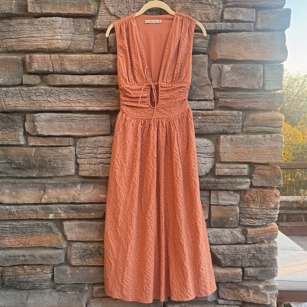 SOLD Abercrombie and Fitch Rust Textured Midi Dress